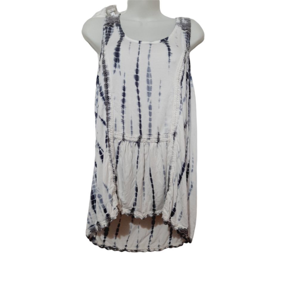 Knox Rose Sz Med tie dye sleeveless Crochet Trim hippie bohemian lace blouse